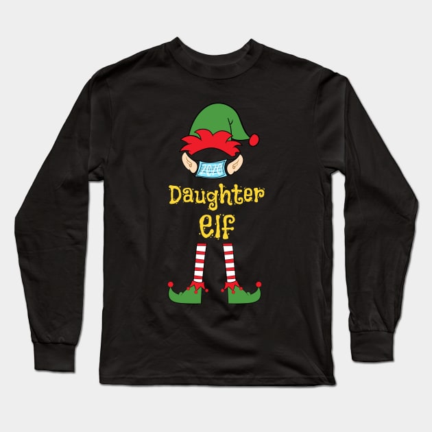 2020 Masked Christmas Elf Family Group Matching Shirts -  Daughter Long Sleeve T-Shirt by Funkrafstik